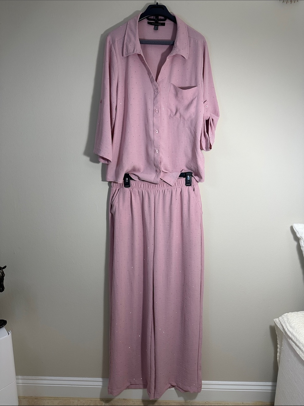 Light Pink Women's Relaxed Button-Up Jumpsuit